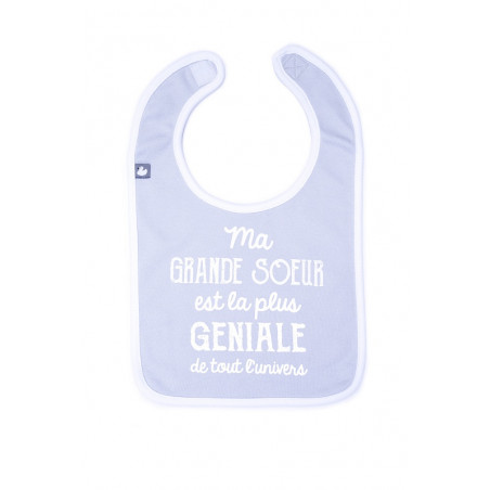Bavoir "ma grande soeur est.." 0-12m BB&CO Gris clair/Blanc