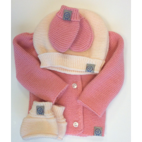 Lot de maternité en tricot 1m MLT Pêche et rose poudré