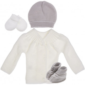 Lot de maternité en tricot 1m MLT Blanc et gris
