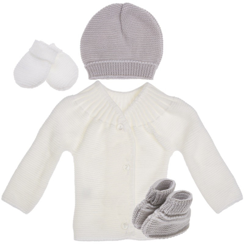 Lot de maternité en tricot 1m MLT Blanc et gris