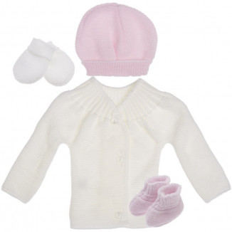 Lot de maternité en tricot 1m MLT Blanc et rose