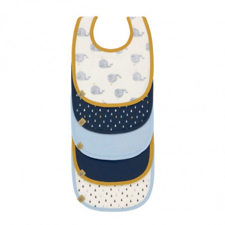 Lot de 5 bavoirs en éponge LASSIG Baleine Little Water