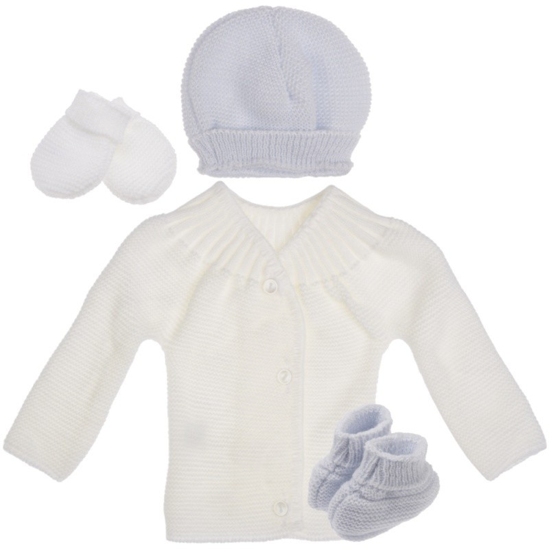 Lot de maternité en tricot 1m MLT Blanc et bleu
