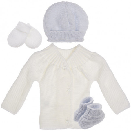Lot de maternité en tricot 1m MLT Blanc et bleu