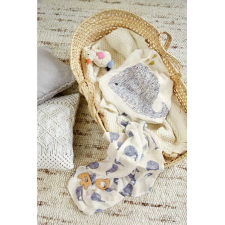 Lot de 3 langes divinement doux 80x80 LASSIG Baleine Little water