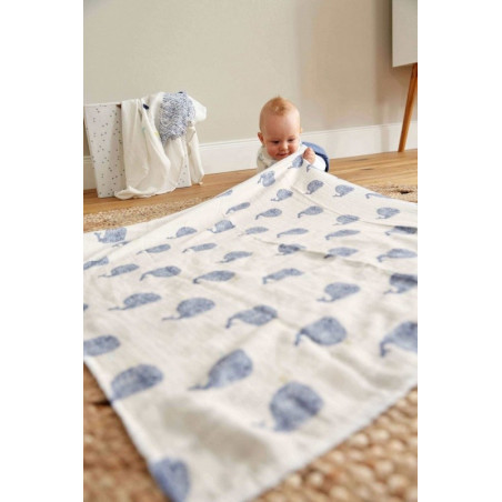 Lot de 3 langes divinement doux 80x80 LASSIG Baleine Little water